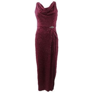 Alex Evenings Women's Plus Size Jacquard Column Gown - Wine